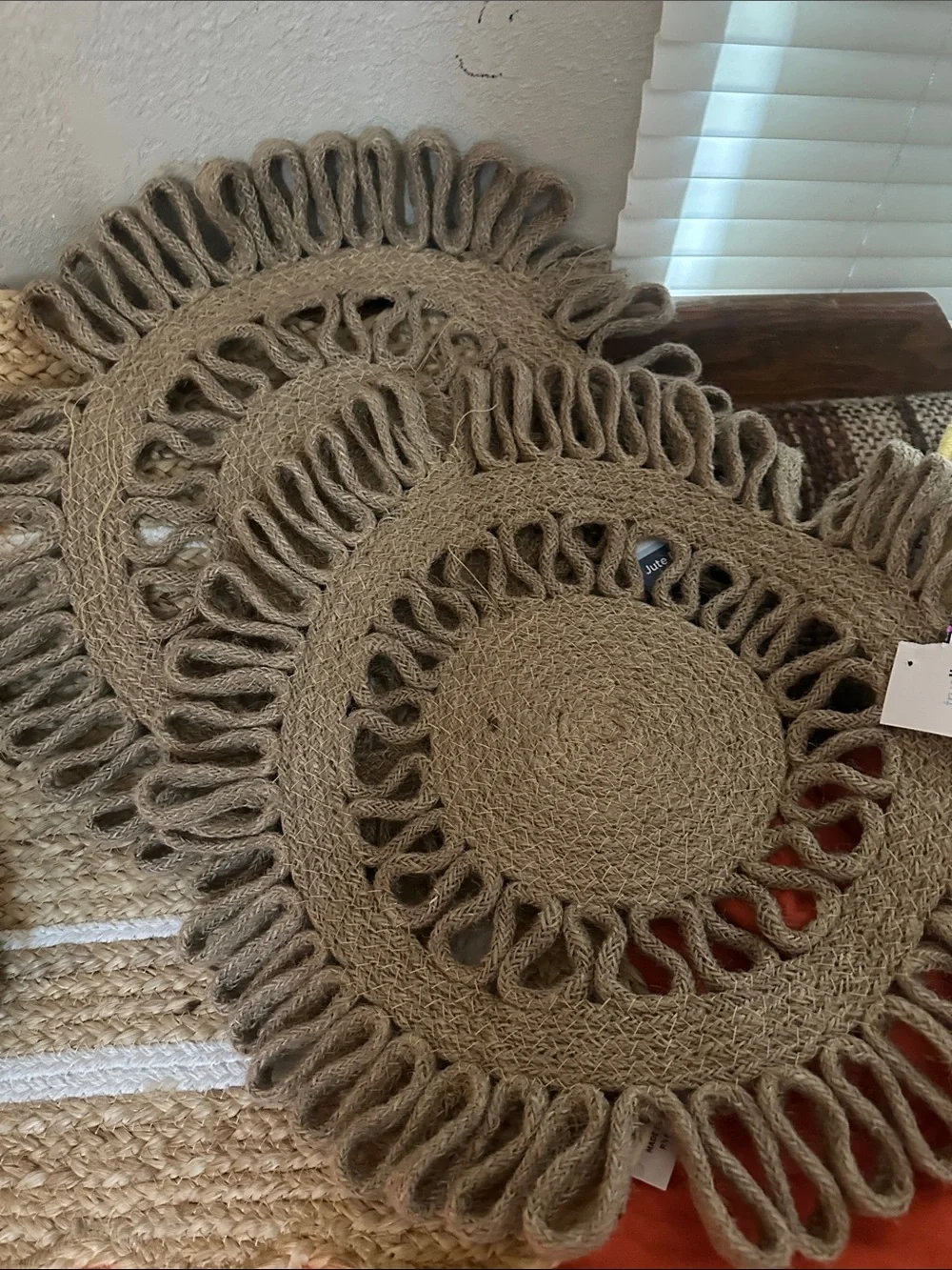 Natural Jute Decorative Placemats & Runner Set - Neutral Brown